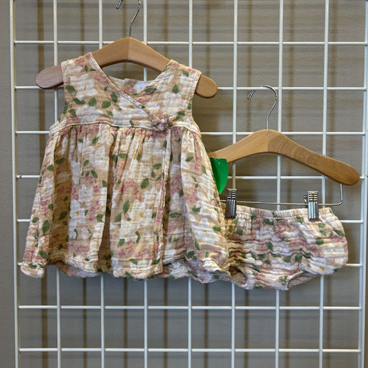 Angel Dear Linen Floral Dress Set - 12/18m