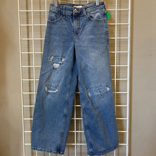 Abercrombie Kids Distressed High Rise Wide Leg Jeans - 11/12 Short