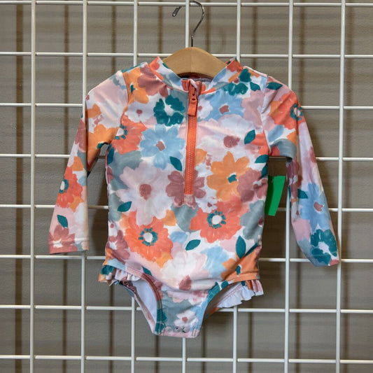 Carter's Floral LS One Pc Swim - 12m