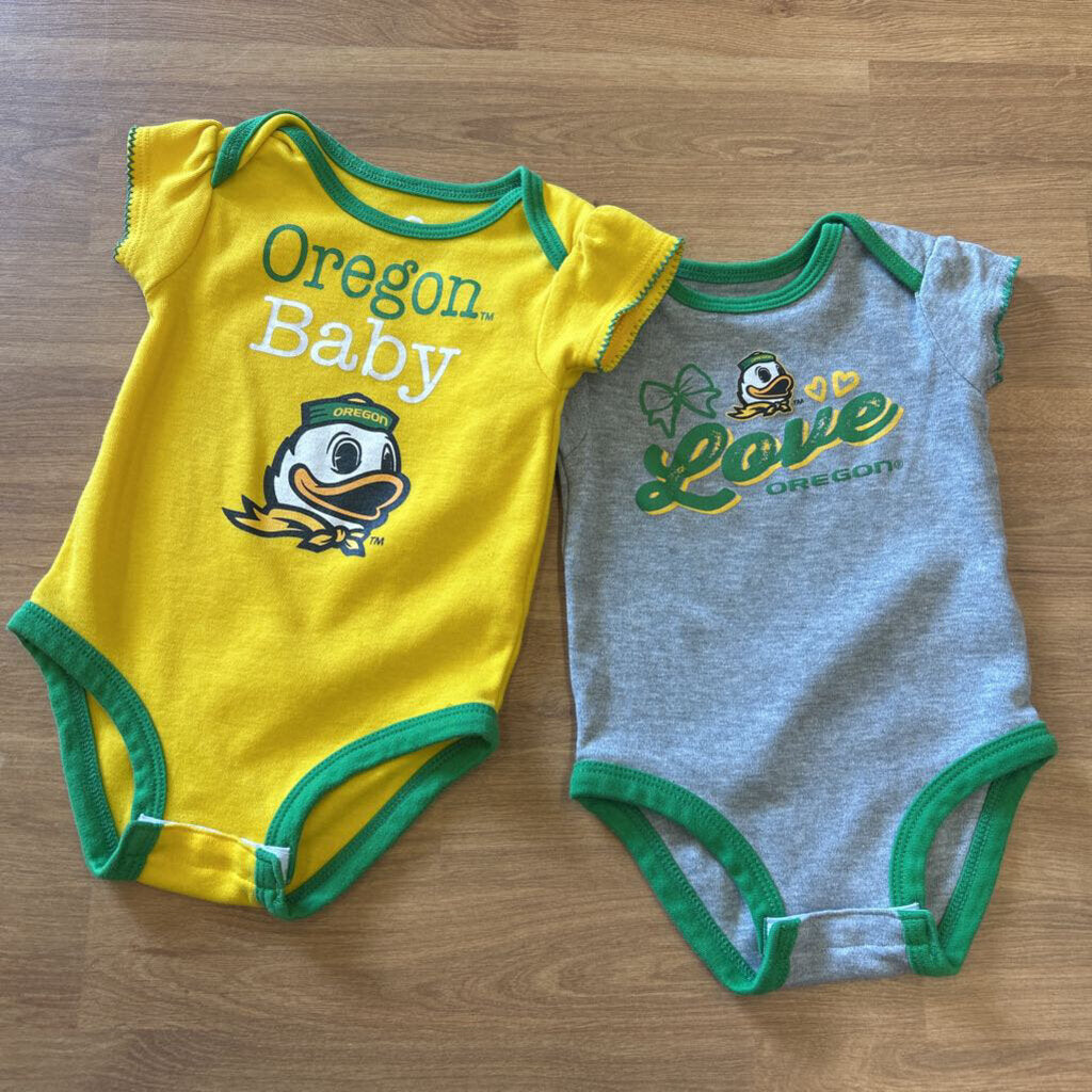 Gen 2 Set of 2 Oregon Ducks SS Onesies - 3/6m