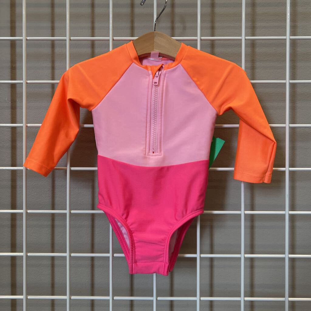 Cat & Jack Color Block LS One Pc Swim - 12m