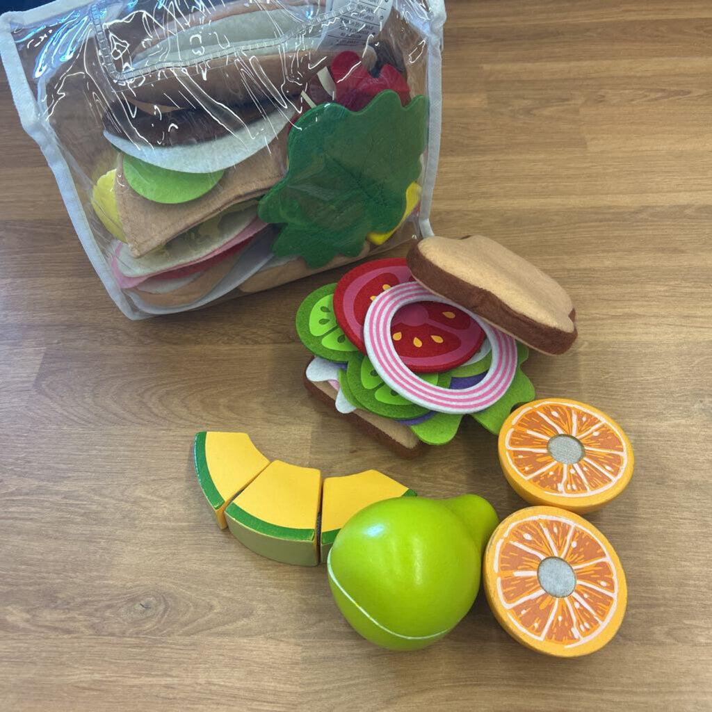 Bag of Misc. Felt & Cuttable Play Food