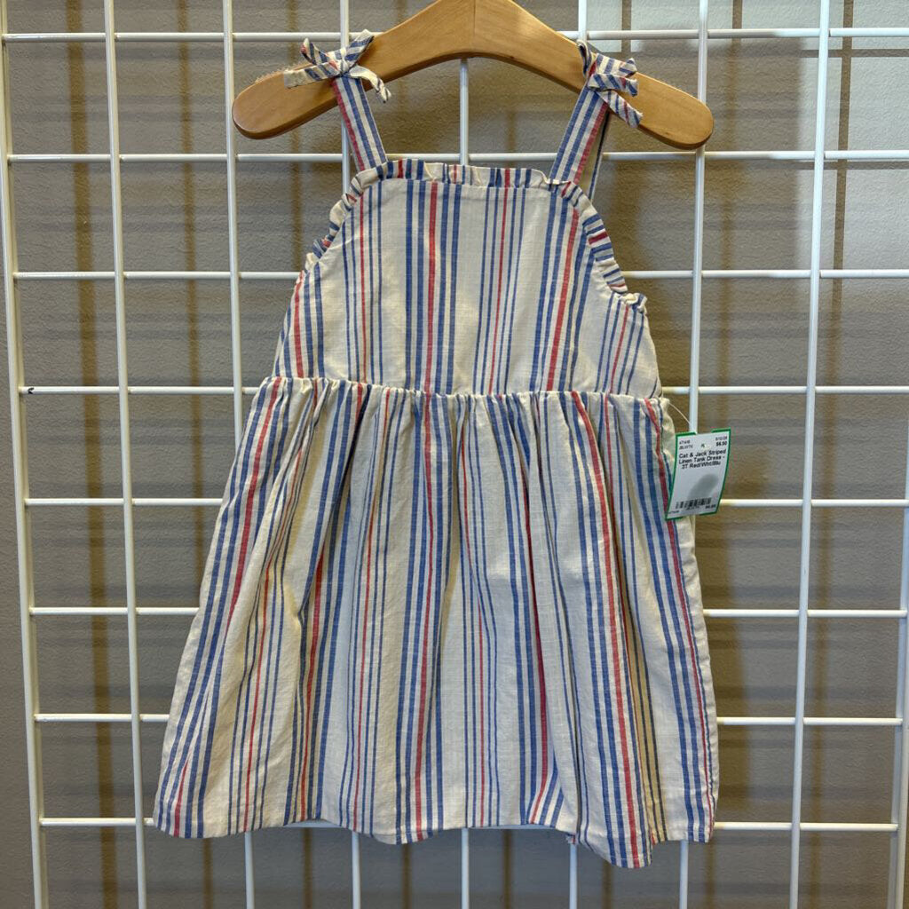 Cat & Jack Striped Linen Tank Dress - 3T