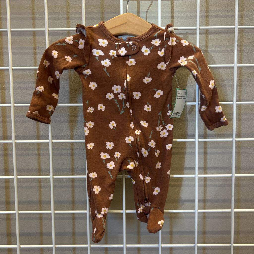 Carter's Floral Zip Sleeper - NB