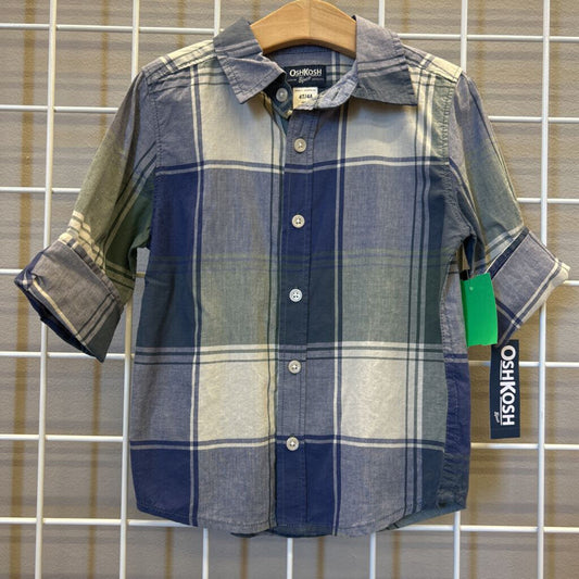 NWT Osh Kosh Plaid LS Button Up - 4T