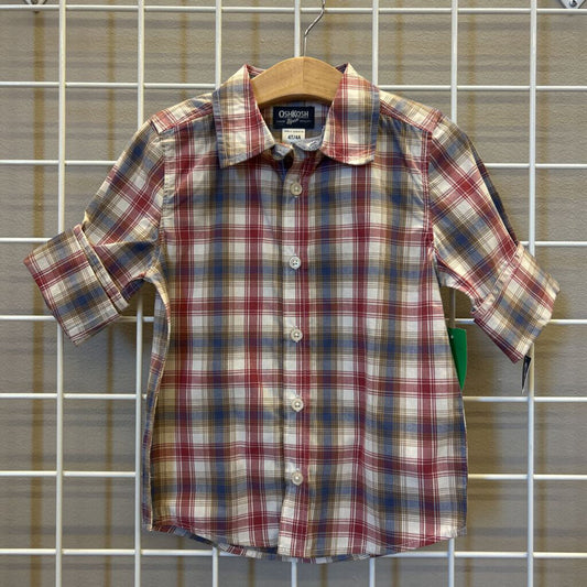 NWT Osh Kosh Plaid LS Button Up - 4T