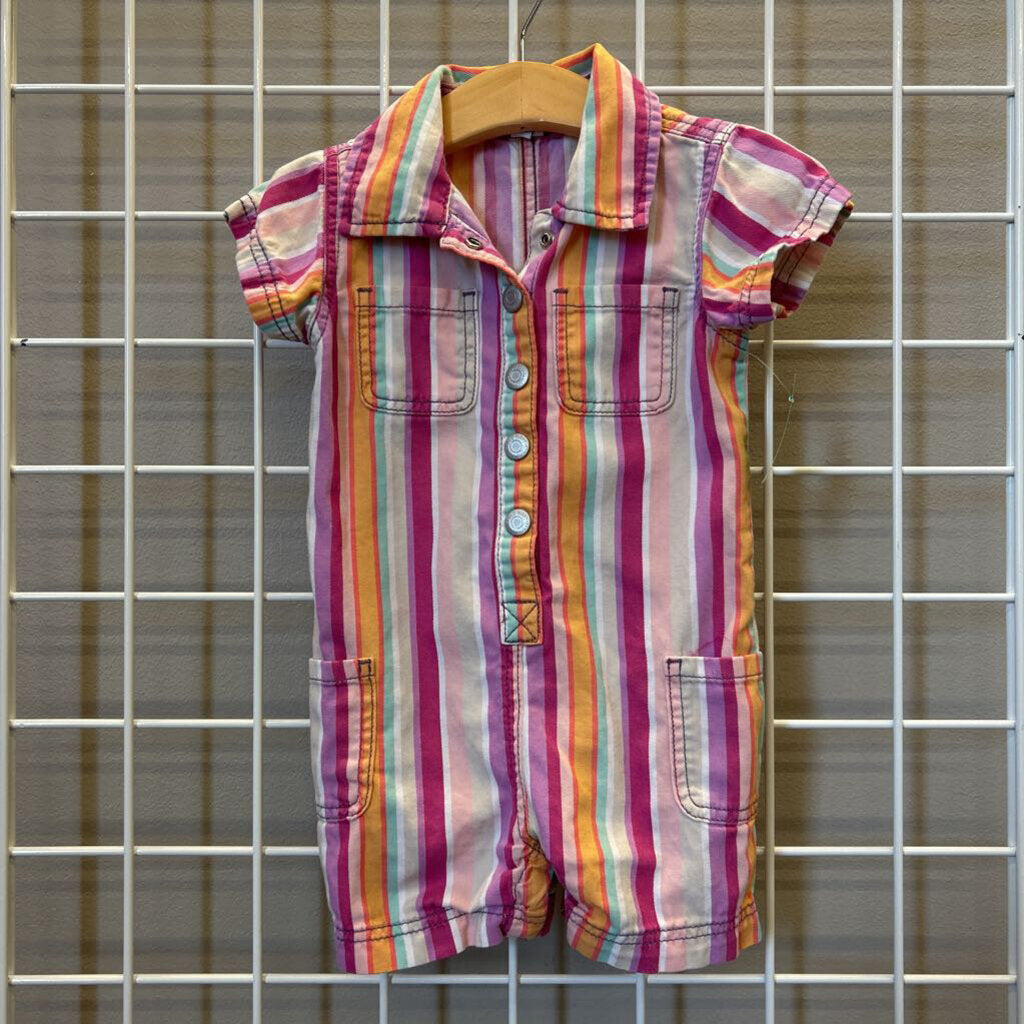 Old Navy Stripe Denim SS Romper - 18/24m