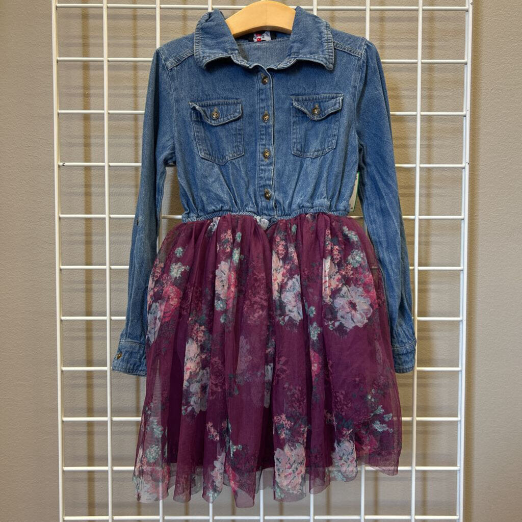 Lilt LS Denim / Floral Dress - 7/8