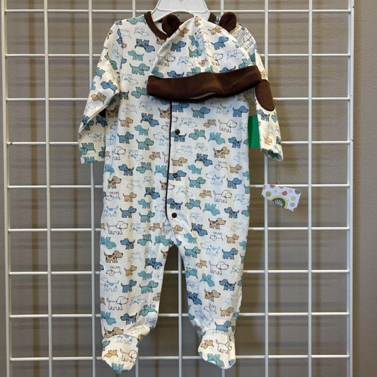 NWT Little Me Dog Snap Sleeper w/ Hat Set - 6m