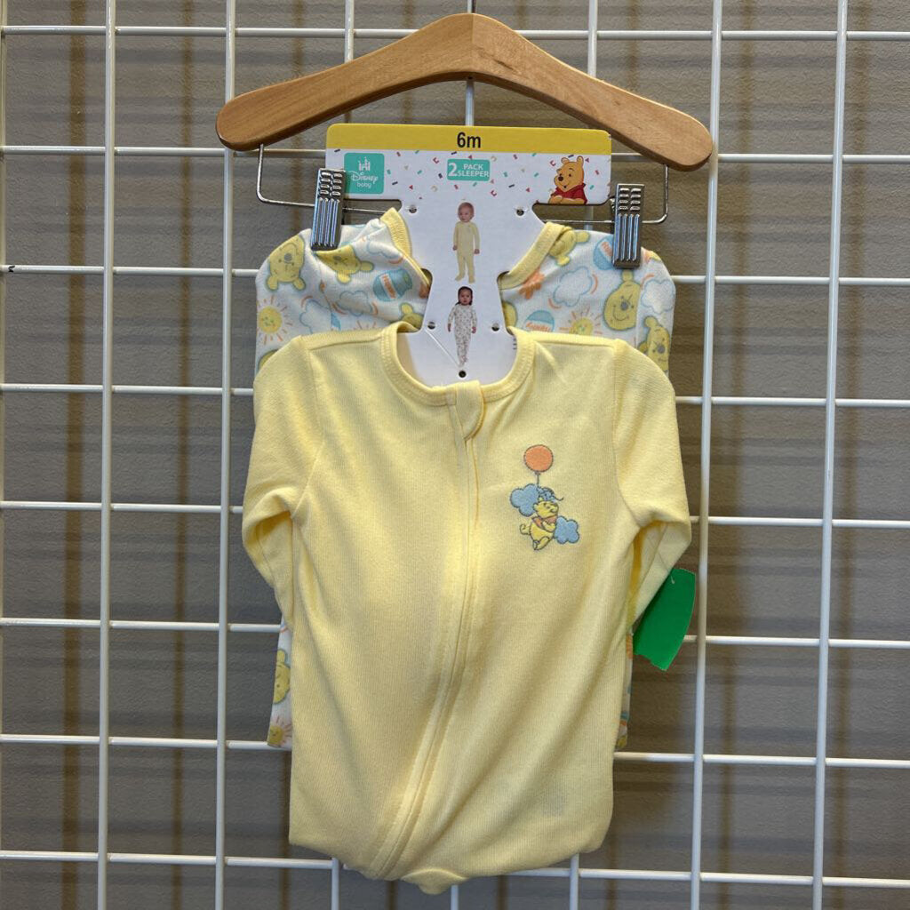 NWT Disney Baby Pooh 2 Pack Sleepers - 6m