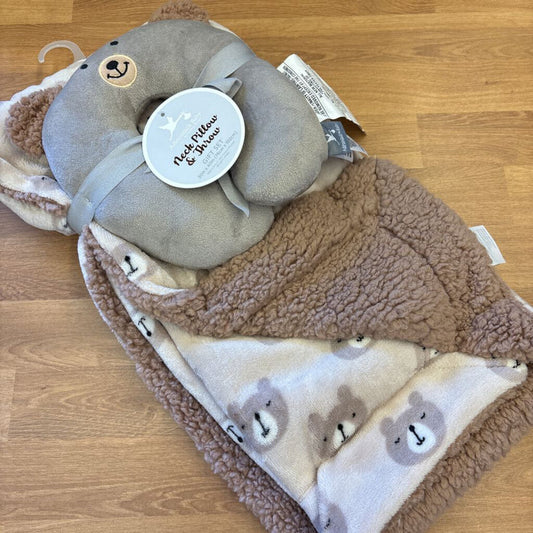 NEW Adirondack Baby Neck Pillow & Throw - Brown Bears