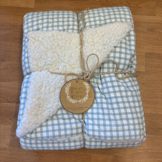 NEW Papier & Chaud Gingham Throw - Blue