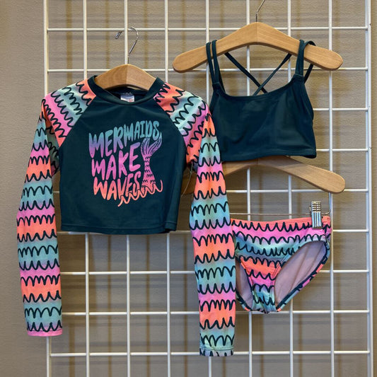 Cat & Jack Mermaid Three Pc Swim (wash wear) - 6/6x