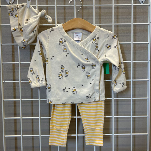 Hanna Andersson x Pooh Two Pc Set w/ Knotted Hat - 6/12m