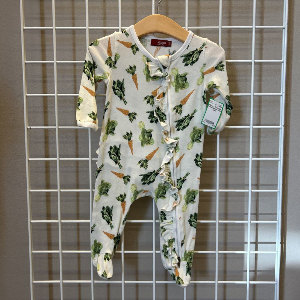 Milkbarn Carrot Zip Ruffle Sleeper - 6/9m