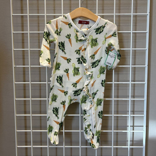 Milkbarn Carrot Zip Ruffle Sleeper - 6/9m