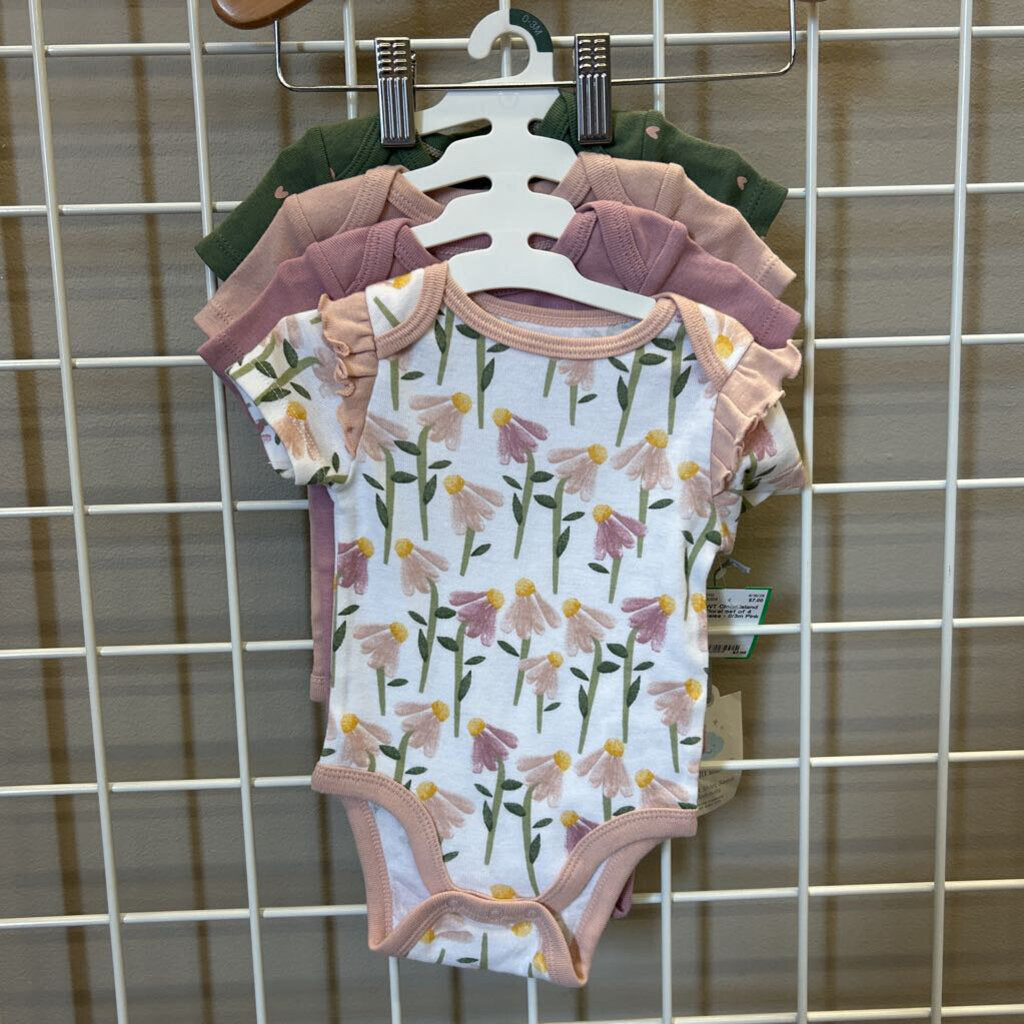 NWT Cloud Island Floral Set of 4 Onesies - 0/3m