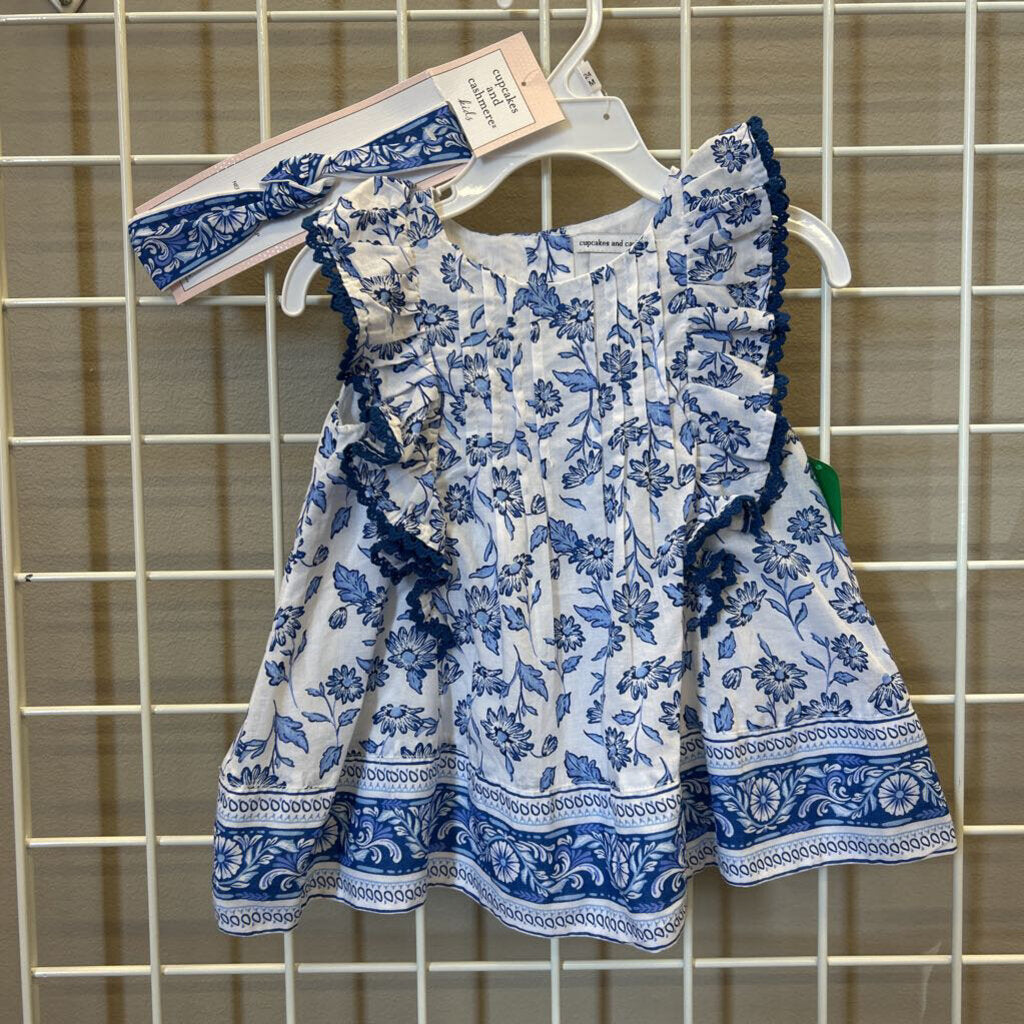 NWT Cupcakes & Cashmere Floral SS Top w/ Headband - 24m