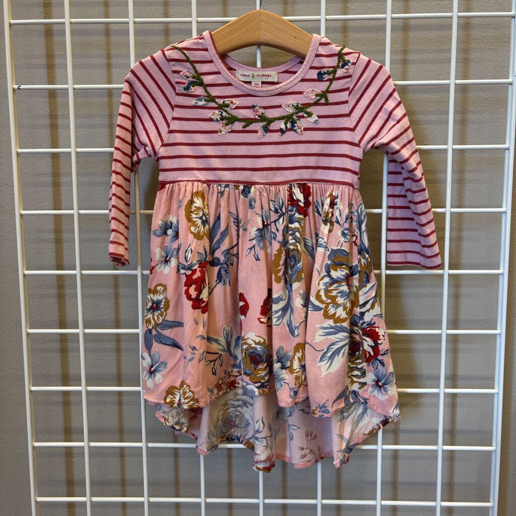 Mimi & Maggie Floral LS Dress (wash wear) - 18m