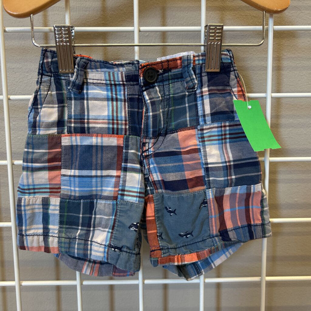 Childrens Place Plaid/Shark Shorts 12/18m