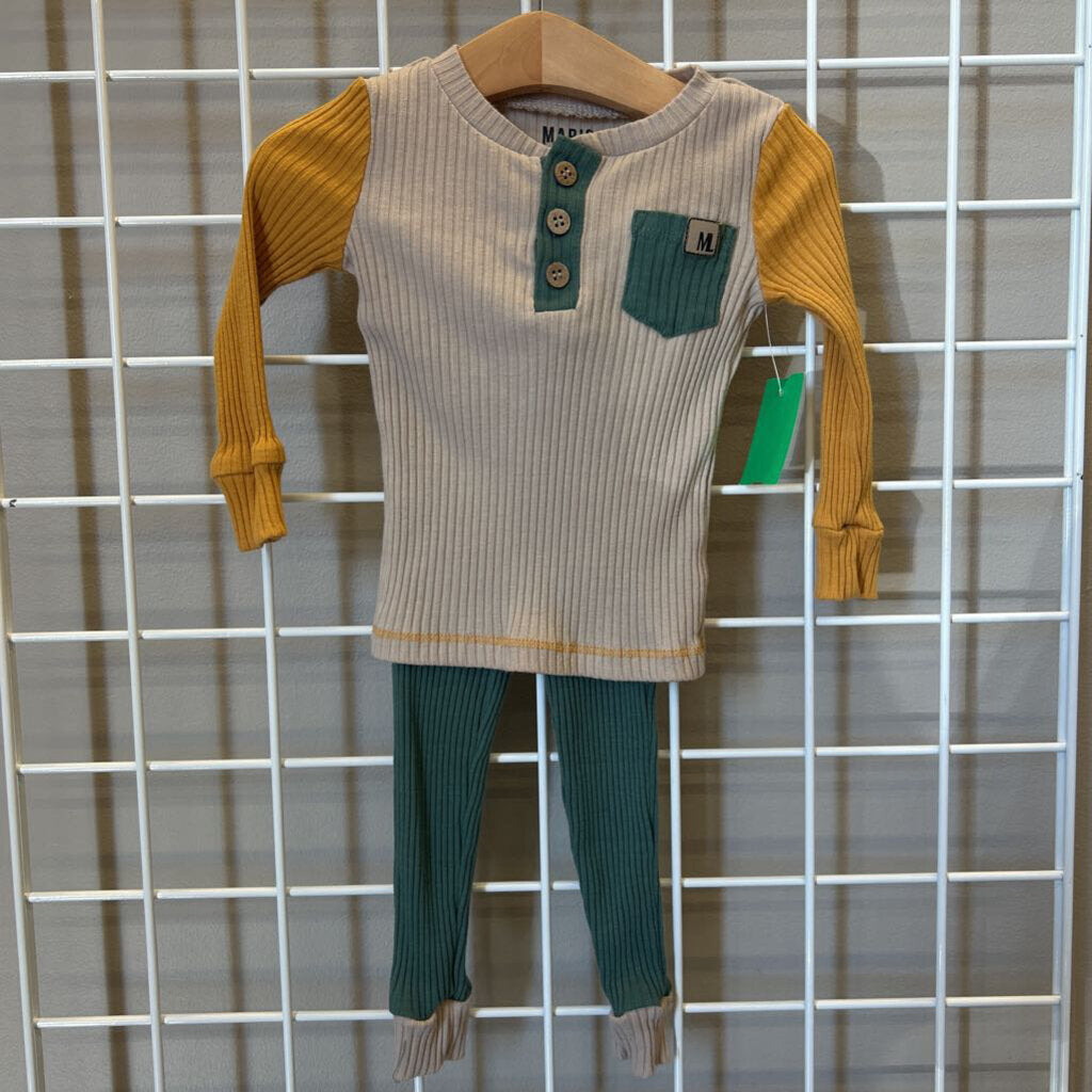 Mario Lopez Ribbed Color Block Sleep Set 2T