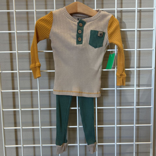 Mario Lopez Ribbed Color Block Sleep Set 2T