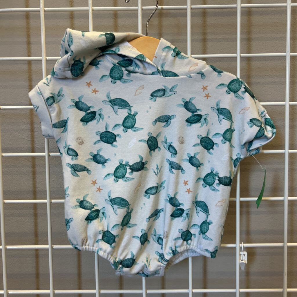 Little One Shop Turtle Bubble Romper w/Hood 3/6m