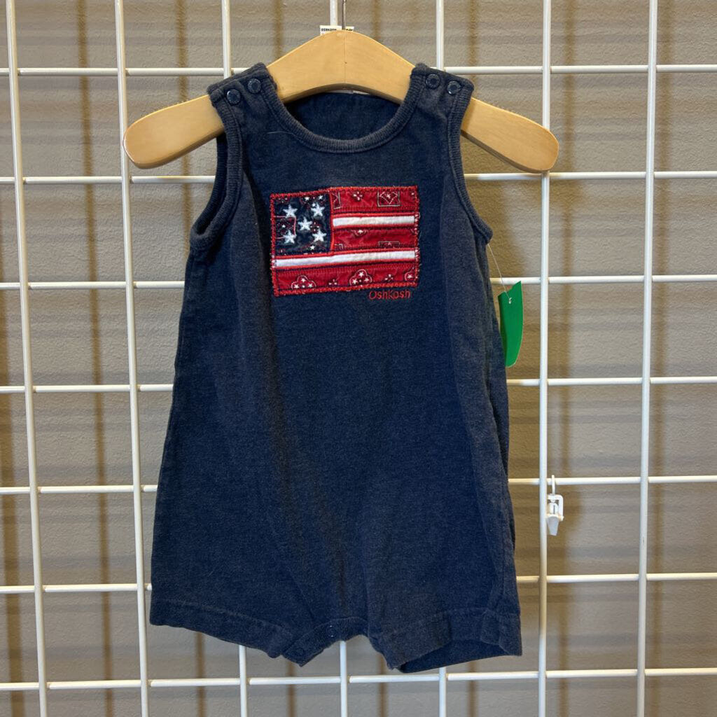 Osh Kosh Flag Tank Shorts Romper 3/6m