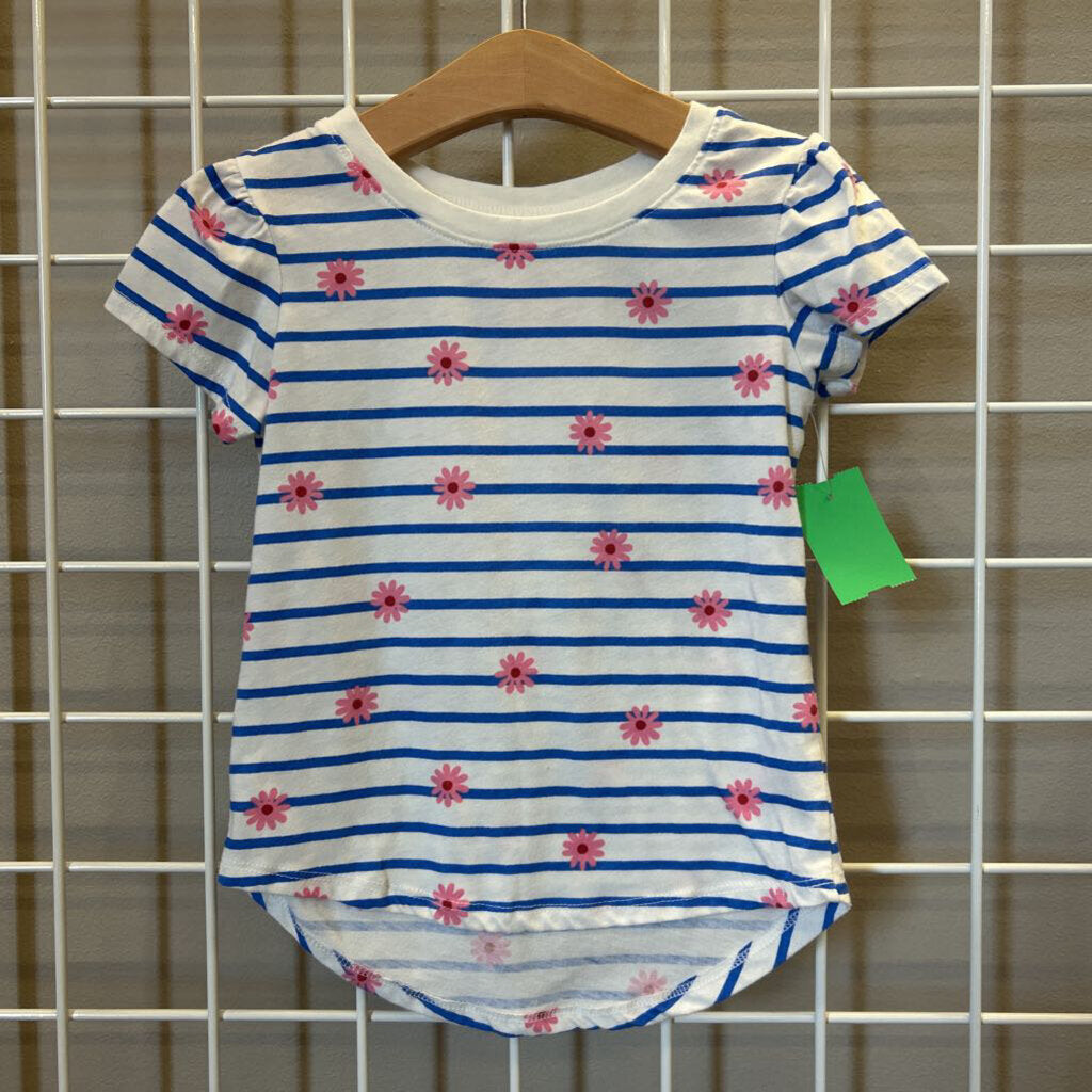 Cat & Jack Stripe Daisy SS Tee - 4T