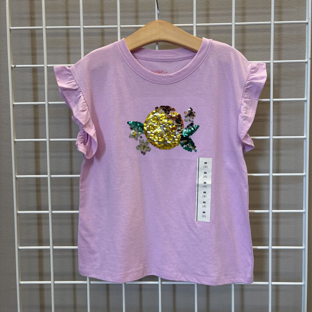 NWT Cat & Jack Sequin Lemon SS Tee - 8