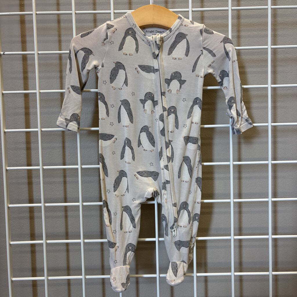 Angel Dear Bamboo Penguin Zip Sleeper (wash wear / discoloration along top) - 0/3m