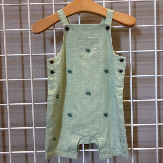 Janie & Jack Turtle Linen Short Overalls - 6/12m