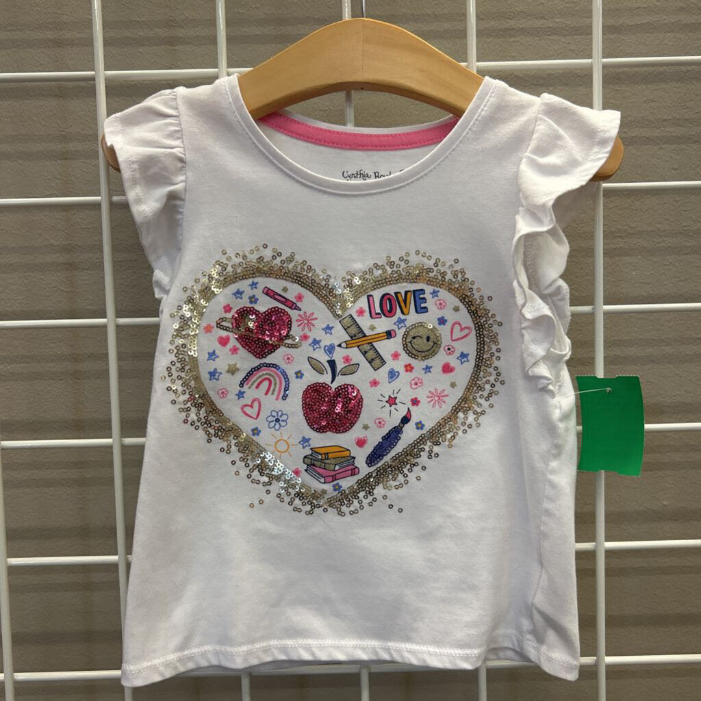 Cynthia Rowley Sequin Heart SS Tee 4T