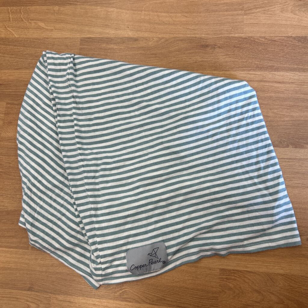 Copper Pearl Stripe Nursing / Car Seat Cover - Green