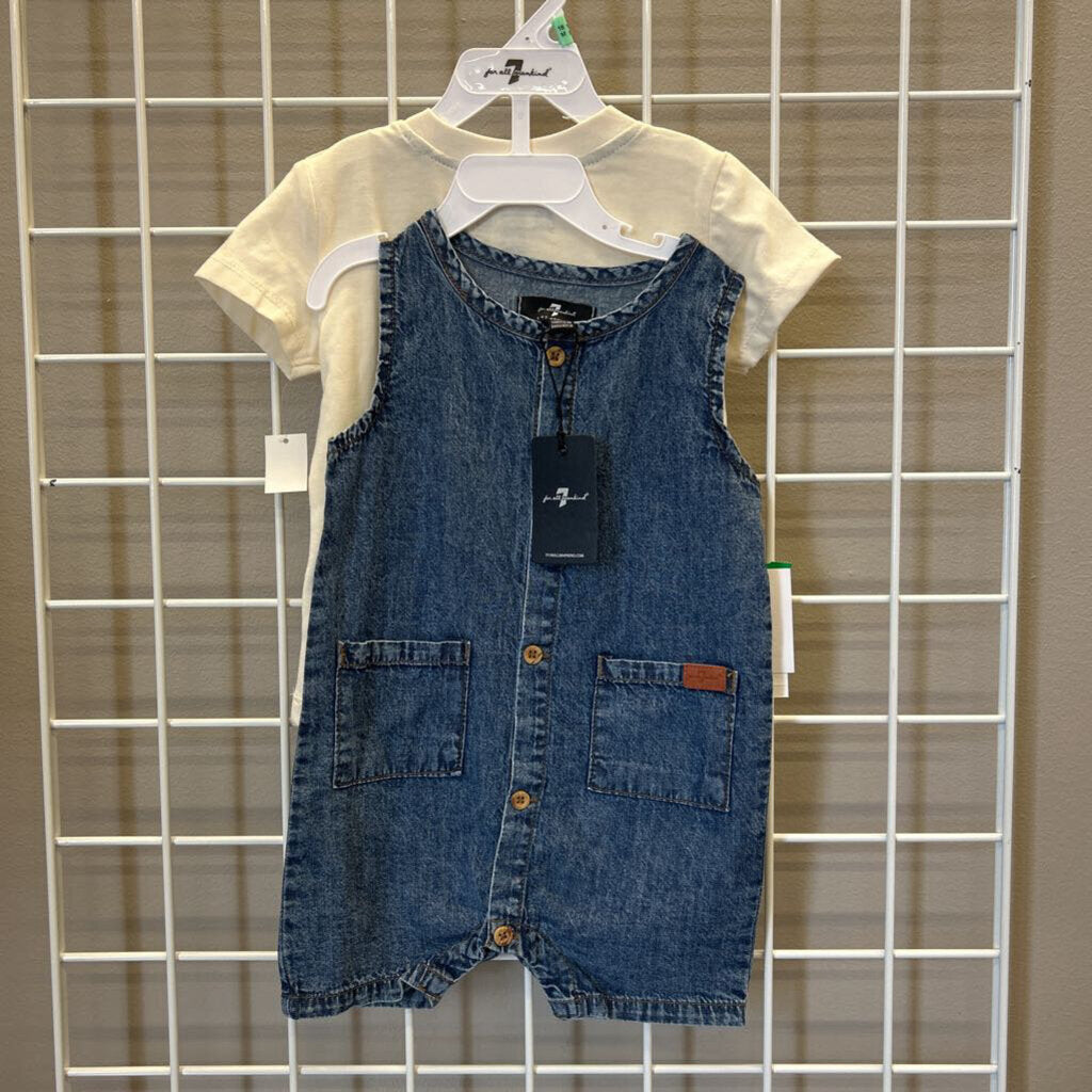 NWT 7 For All Mankind Short Overall Two Pc Set - 18m
