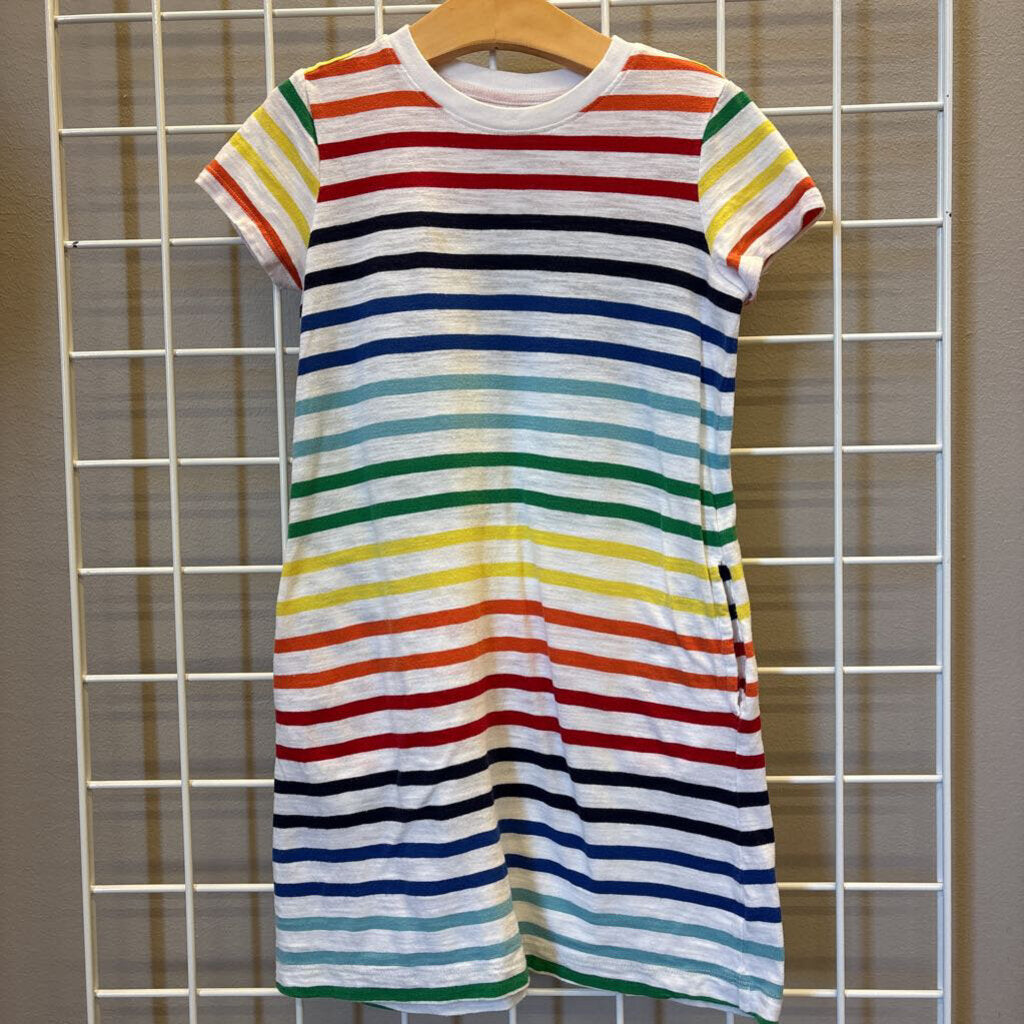 Primary Rainbow Stripe SS Dress - 6/7