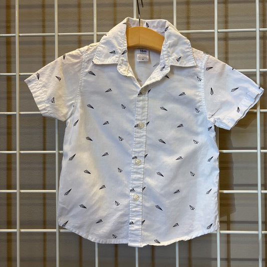 Carter's Paper Plane SS Button Up Top 18m