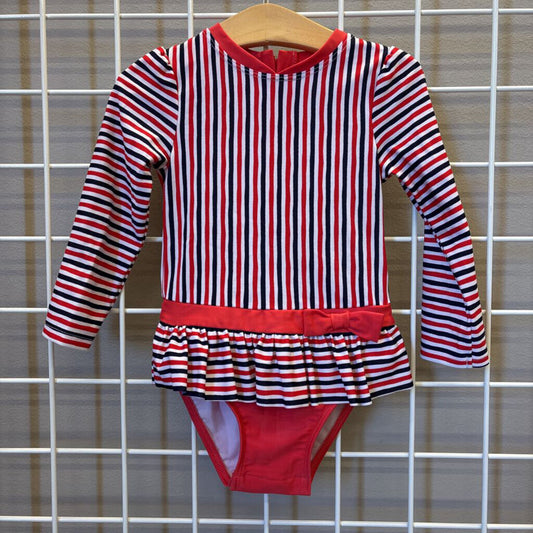 Cat Jack Stripe LS One Pc Swimsuit 3T