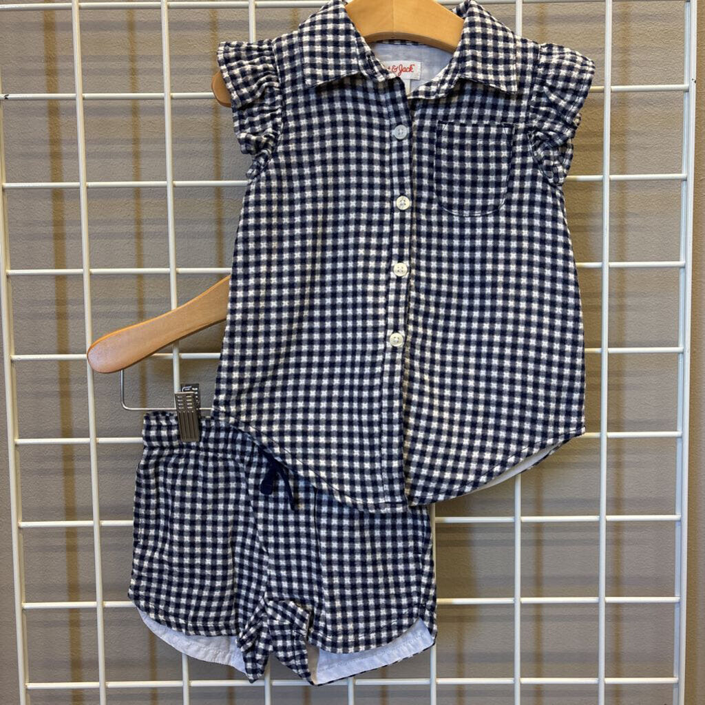 Cat Jack Checkered Linen Tank/Short Set 3T