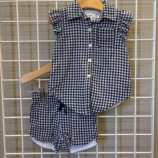 Cat Jack Checkered Linen Tank/Short Set 3T