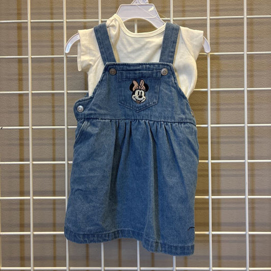 NWT Disney Baby Minnie Denim Jumper Set - 12m