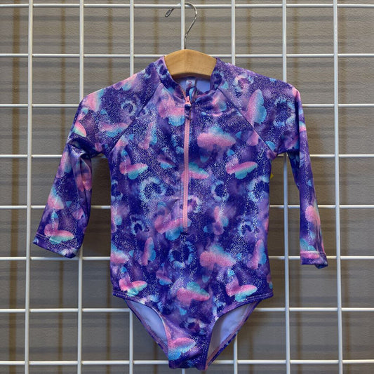 Pink Platinum Butterfly LS One Pc Swim - 2T