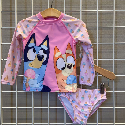 Bluey Ice Cream LS Two Pc Swim - 2T