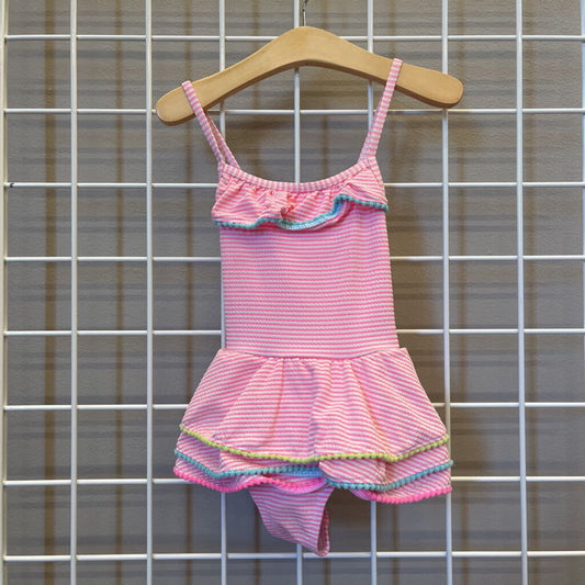 Wetsuit Clube Stripe Ruffle One Pc Swim - 4T