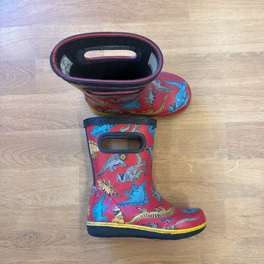 Bogs Red Dino Rain Boots - 8