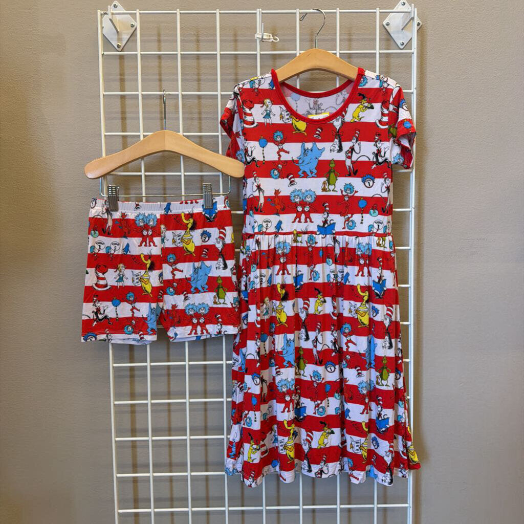 Millie Rose Dr. Seuss Bamboo SS Twirl Dress w. Shorts - 10/12