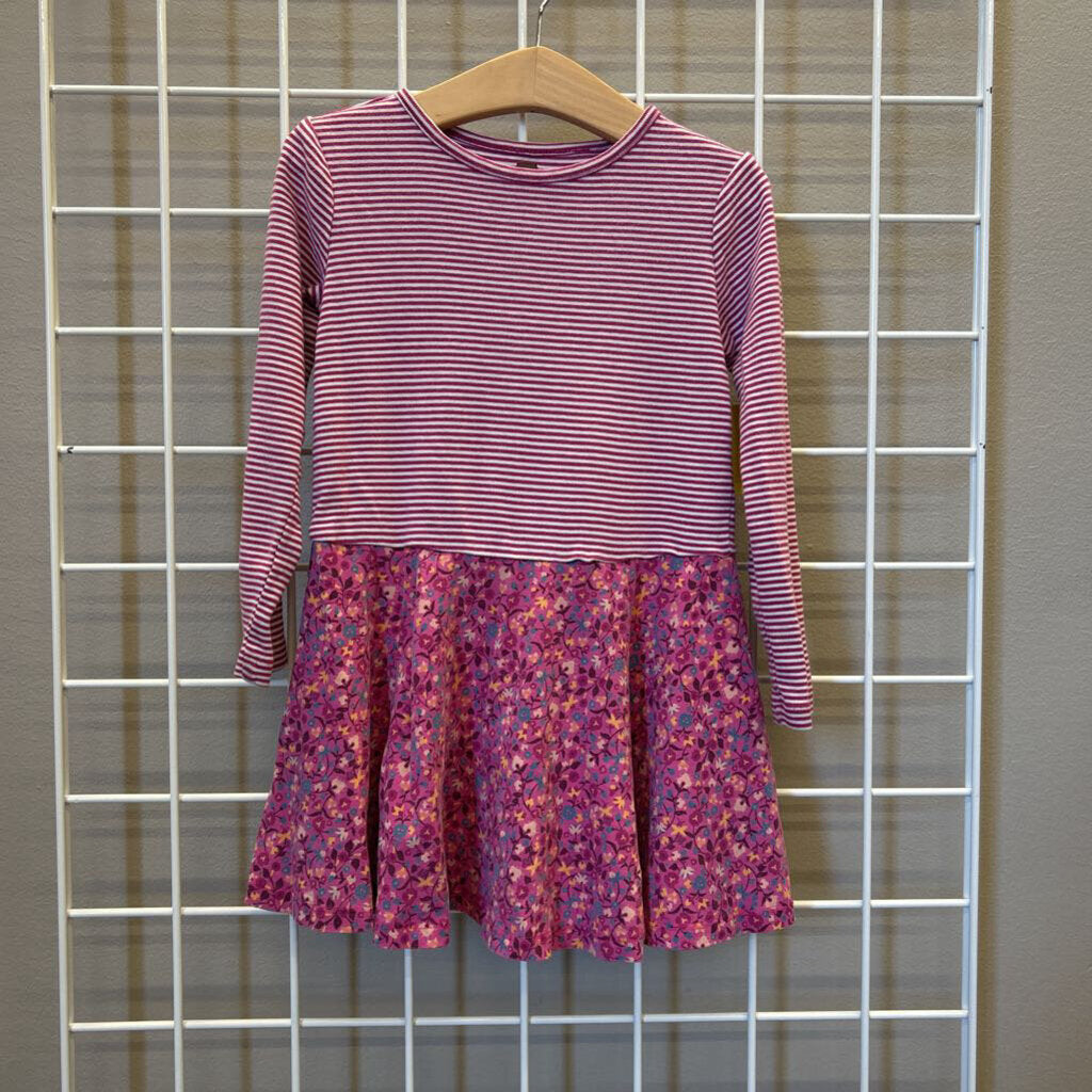 Tea Striped Flower LS Dress 5