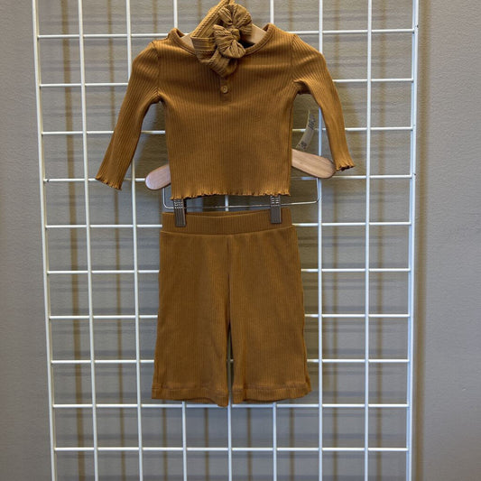 Little Co. Ribbed LS Top/Wide Leg Pants 9M