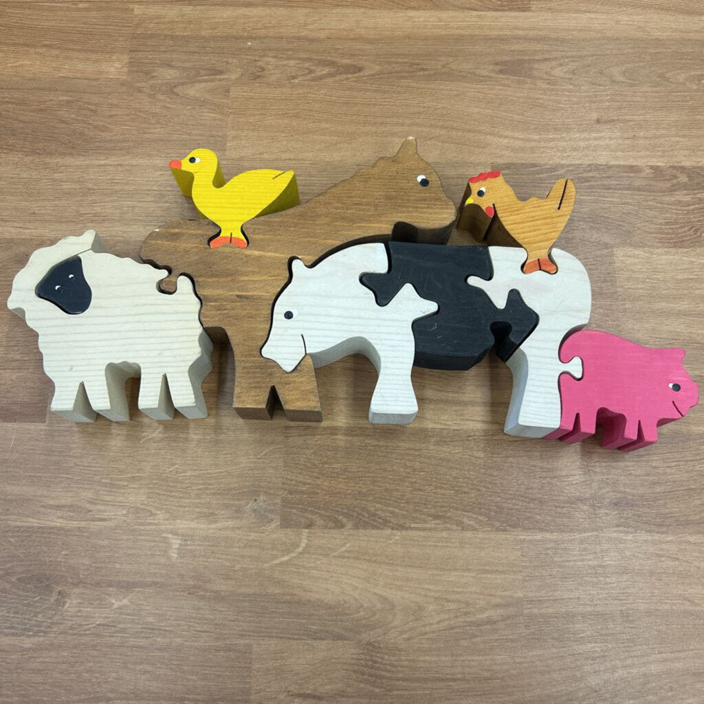 Farm Animal Stacking Wood Puzzle