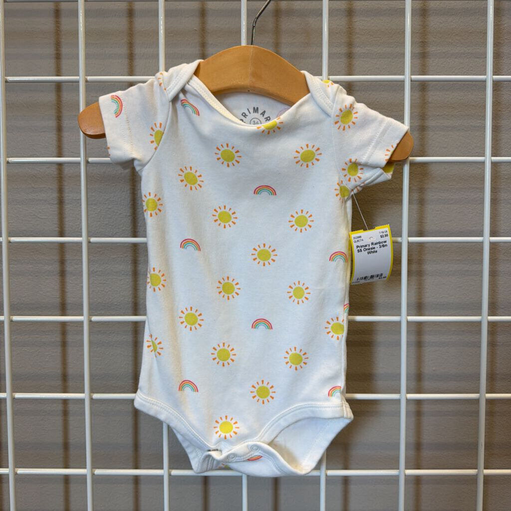 Primary Rainbow SS Onesie - 3/6m